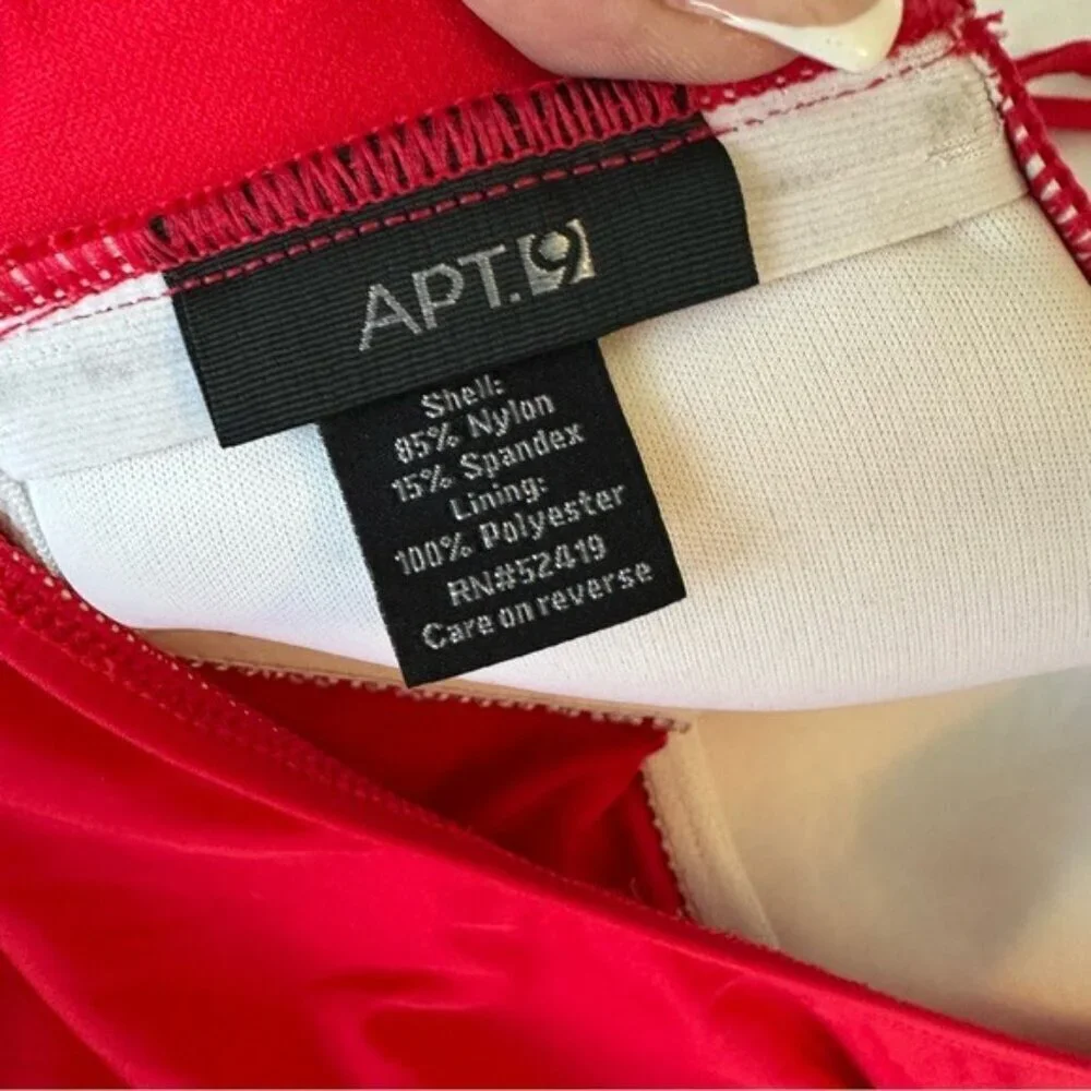 Apt. 9 Vibrant Red Ruched One-Piece Swimsuit Size Large